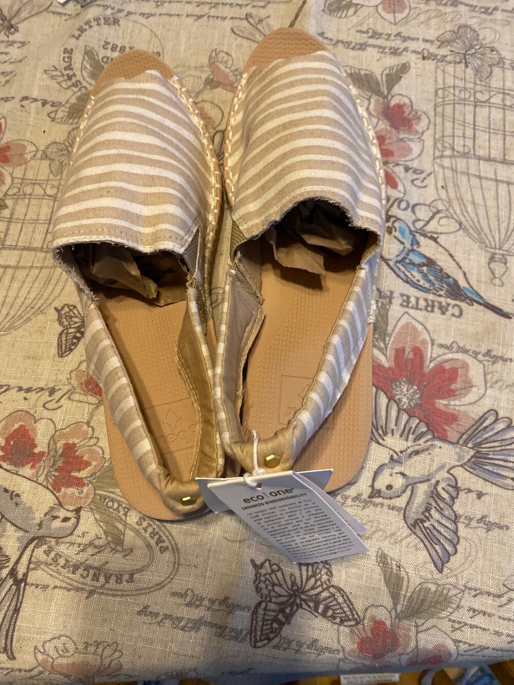 NWT Reef Escape Sling TX Natural Stripes Slingback Sandals Women Size 9